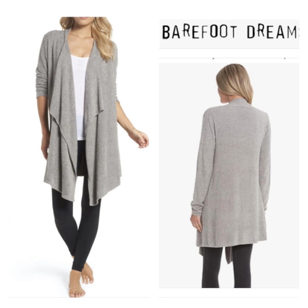 Barefoot Dreams CozyChic Lite Island Wrap in Heather Pewter/ Pearl Color Sz. S/M